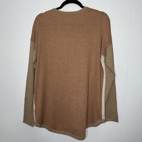 Smartwool Women’s Shadow Pine Colorblock Sweater Almond Heather Size Large - Picture 2 of 4